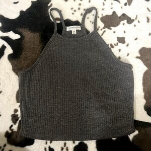 🚨‼️WOMENS EARTHBOUND CHARCOAL GREY RIBBED CROPPED HALTER TOP‼️🚨